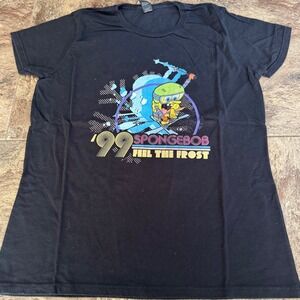 Spongebob Squarepants 99 Feel the Frost Graphic T Shirt Mens Large Black Kidcore